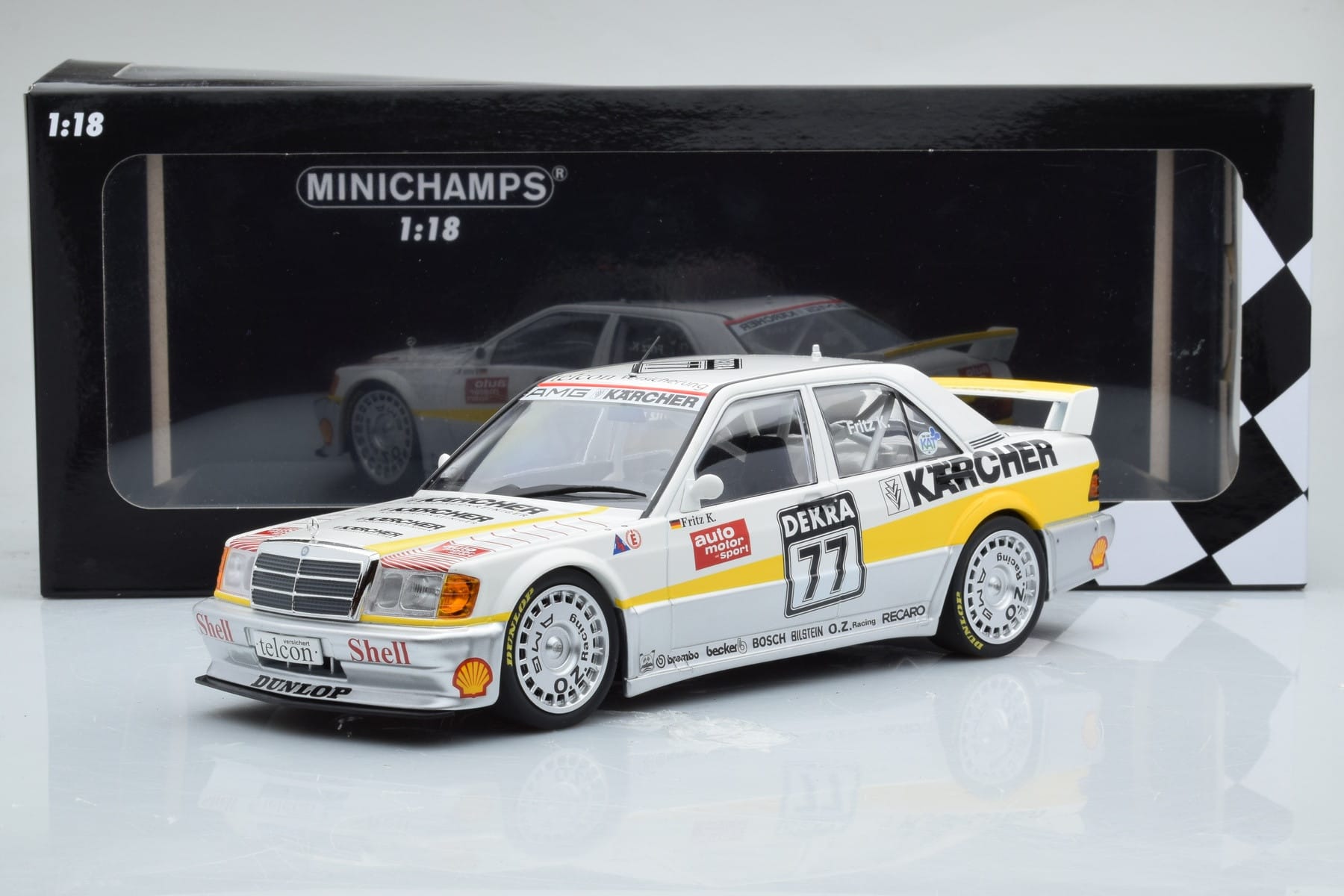 Mercedes 190E 2.5-16 W201 EVO 1 Karcher #77 F. Kreutzpointer Team AMG-Mercedes DTM 1990 Minichamps 1:18 155903677 Metal - imagen 6 de 6