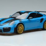 Porsche 911 991.2 GT3 RS Weissach Package Miami Azul Llantas Oro Minichamps 1:18 153068310 Metal