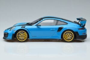 Porsche 911 991.2 GT3 RS Weissach Package Miami Azul Llantas Oro Minichamps 1:18 153068310 Metal - imagen 3 de 6