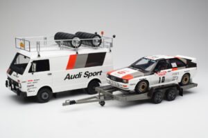 Audi Quattro A2 M. Mouton / F. Pons Tour de Corse 1983 Con VW LT35 Otto 1:18 OT418 Resina