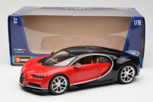 Bugatti Chiron Negro & Rojo Bburago 1:18 18-11040 Metal - imagen 8 de 8