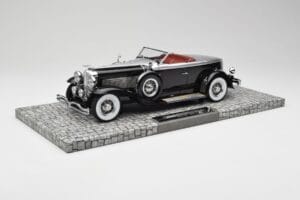 Duesenberg Model J Torpedo Disappearing Top Convertible Coupe Plata Negro Minichamps 1:18 107150431 Resina