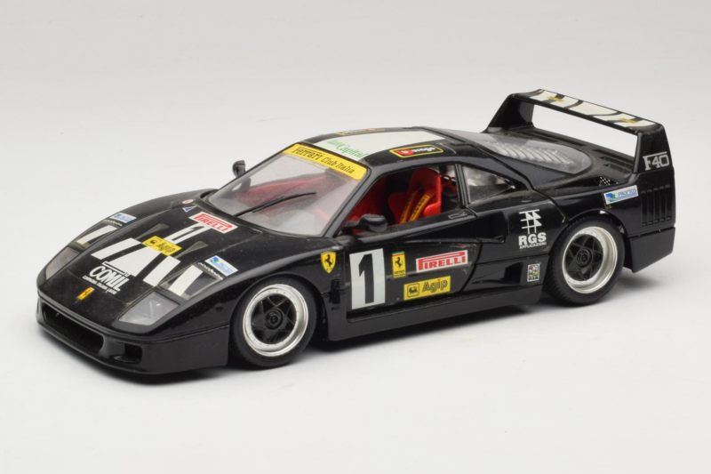 Ferrari F40 Pirelli Agip #1 Negro Bburago 1:18 3332-B1 Metal