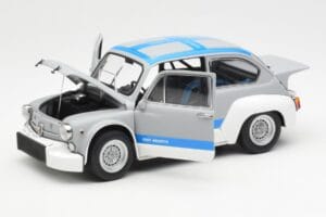 Fiat Abarth 1000 TCR Gris Mate Franjas Azules AUTOart 1:18 72642 Metal - imagen 2 de 8