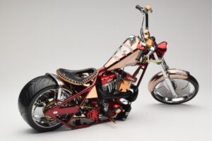 Harley-Davidson West Coast Choppers Diablo Soft Tail Oro Rojo Minichamps 1:5 JJ04-05-03 Metal - imagen 2 de 6