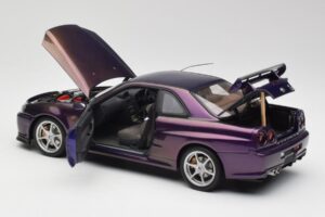 Nissan Skyline GT-R R34 V-Spec Midnight Morado AUTOart 1:18 77305 Metal - imagen 5 de 8