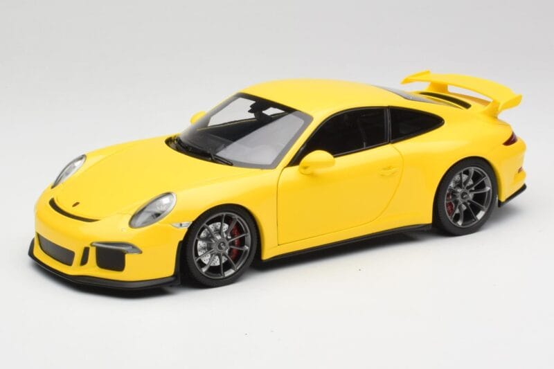 Porsche 911 991 GT3 Racing Amarillo & Llantas Plata Minichamps 1:18 110062722 Metal