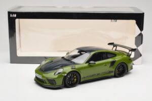 Porsche 911 991.2 GT3 RS Weissach Package Lizard Green Wording & Llantas Magnesio Negras Minichamps 1:18 155068232 Metal - imagen 6 de 6