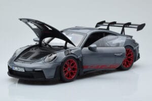 Porsche 911 992 GT3 RS Arctic Gris Pyro Rojo Norev 1:18 187350 Metal - imagen 2 de 8