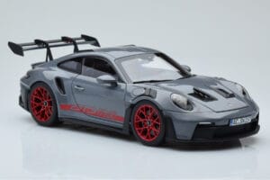 Porsche 911 992 GT3 RS Arctic Gris Pyro Rojo Norev 1:18 187350 Metal - imagen 6 de 8