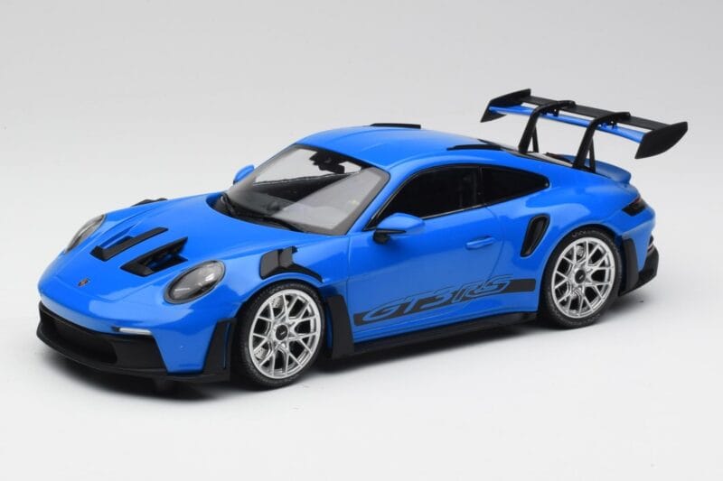 Porsche 911 992 GT3 RS Azul & Llantas Plata & Decor Negro Minichamps 1:18 153062234 Metal