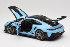 Porsche 911 992 GT3 RS Weissach Pack Gulf Blue Norev 1:18 187367 Metal - imagen 5 de 8