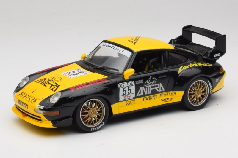 Porsche 911 993 GT2 #55 Negro & Amarillo Anson 1:18 30325-W Metal