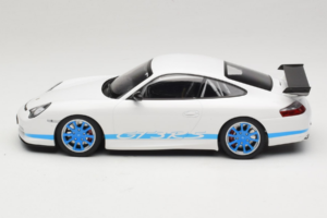 Porsche 911 996 GT3 RS Blanco Franjas Azules Minichamps 1:18 155062021 Metal - imagen 3 de 6