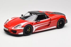 Porsche 918 Spyder Weissach Package Rojo & Rayas Blancas Minichamps 1:18 110062442 Metal - imagen 3 de 9