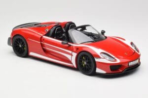 Porsche 918 Spyder Weissach Package Rojo & Rayas Blancas Minichamps 1:18 110062442 Metal - imagen 7 de 9