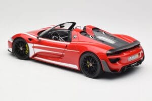 Porsche 918 Spyder Weissach Package Rojo & Rayas Blancas Minichamps 1:18 110062442 Metal - imagen 8 de 9