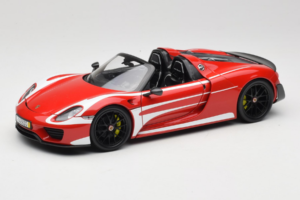 Porsche 918 Spyder Weissach Package Franjas Rojo Blanco Minichamps 1:18 110062442-O1 Metal