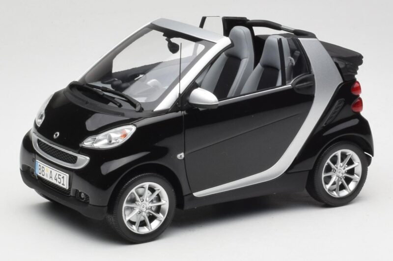 Smart Fortwo Descapotable W451 Negro & Plata Minichamps 1:18 Q0022566V001C18Q00 Metal