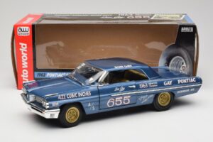 Pontiac Catalina Super Duty Super Stock #655 Azul 1962 Auto World 1:18 AW201/06 Metal - imagen 8 de 8