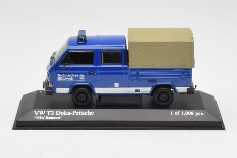 Volkswagen T3 Doble Cabina Plataforma THW Hannover Minichamps 1:43 400055290 Metal