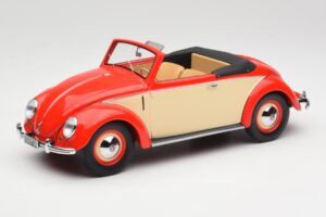 Volkswagen Beetle Hebmuller Descapotable Rojo & Crema Minichamps 1:18 107054231 Resina