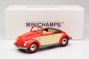 Volkswagen Beetle Hebmuller Descapotable Rojo & Crema Minichamps 1:18 107054231 Resina - imagen 6 de 6