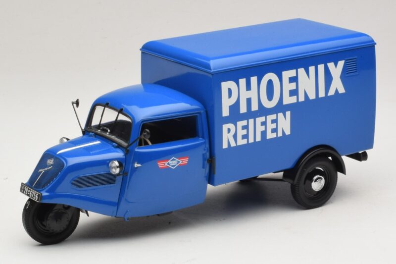 Tempo Hanseat Furgón de Tres Ruedas Phoenix Blue Minichamps 1:18 180099040 Metal