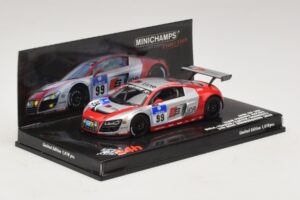 Audi R8 LMS GT3 #99 F. Biela / M. Fassler Phoenix Racing 24 Hours of Nurburgring 2010 Minichamps 1:43 437101999 Metal - imagen 2 de 5