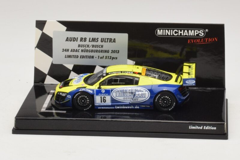 Audi R8 LMS Ultra #16 Busch 24 Hours of Nurburgring 2013 Minichamps 1:43 Audi R8 LMS Ultra #16 Busch 24 Hours of Nurburgring 2013 Minichamps 1:43 437130116 Metal