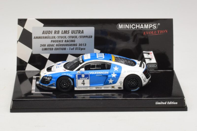 Audi R8 LMS Ultra #4 Phoenix Racing Ammermuller / H-J. Stuck 24 Hours of Nurburgring 2013 Minichamps 1:43 437131304 Metal