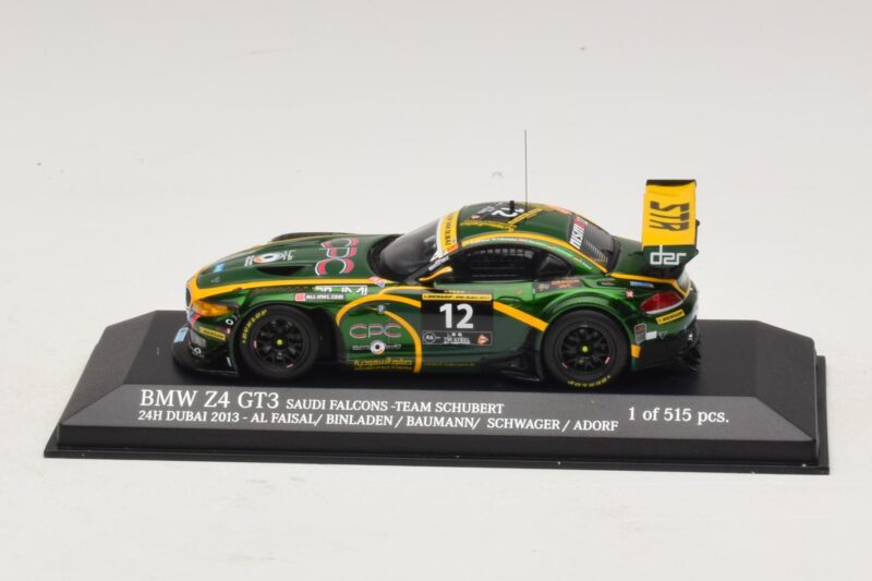 BMW Z4 GT3 Saudi Falcons #12 Al Faisal / Binladen 24 Hours of Dubai 2013 Minichamps 1:43 437132412 Metal