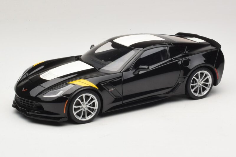 Chevrolet Corvette C7 Grand Sport Negro con Rayas Blancas AUTOart 1:18 71273 Compuesto