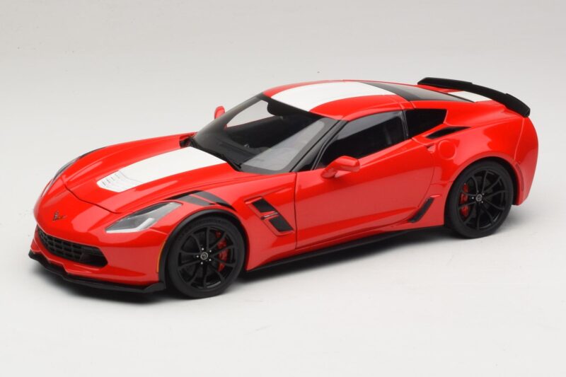 Chevrolet Corvette C7 Grand Sport Rojo con Rayas Blancas AUTOart 1:18 71274 Compuesto