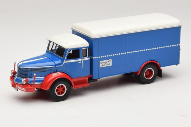 Krupp Titan Camión Furgón Azul Rojo Minichamps 1:43 439069040 Metal