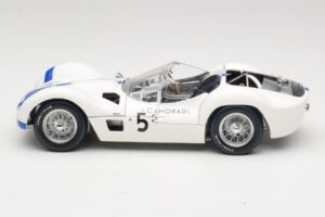 Maserati Tipo 61 #5 S. Moss / D. Gurney Camoradi ADAC 1000km Nurburgring Winner 1960 Minichamps 1:18 100601205 Metal - imagen 4 de 8