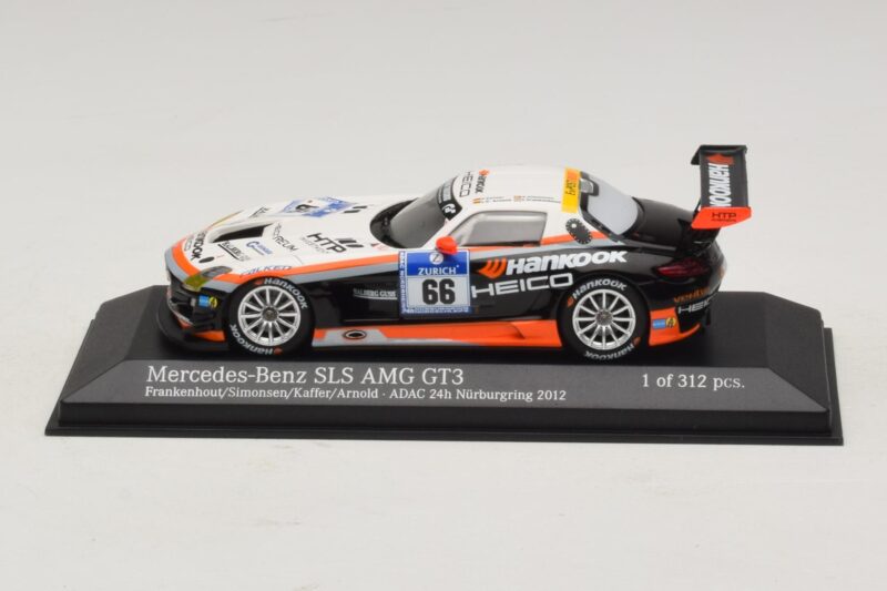 Mercedes SLS AMG GT3 #66 Hankook C. Frankenhout / Simonsen 24 Hours of Nurburgring 2012 Minichamps 1:43 Mercedes SLS AMG GT3 #66 Hankook C. Frankenhout / Simonsen 24 Hours of Nurburgring 2012 Minichamps 1:43 437123266 Metal
