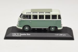 Volkswagen T1 Samba Bus Azul Turquesa Blanco Minichamps 1:43 430052306 Metal
