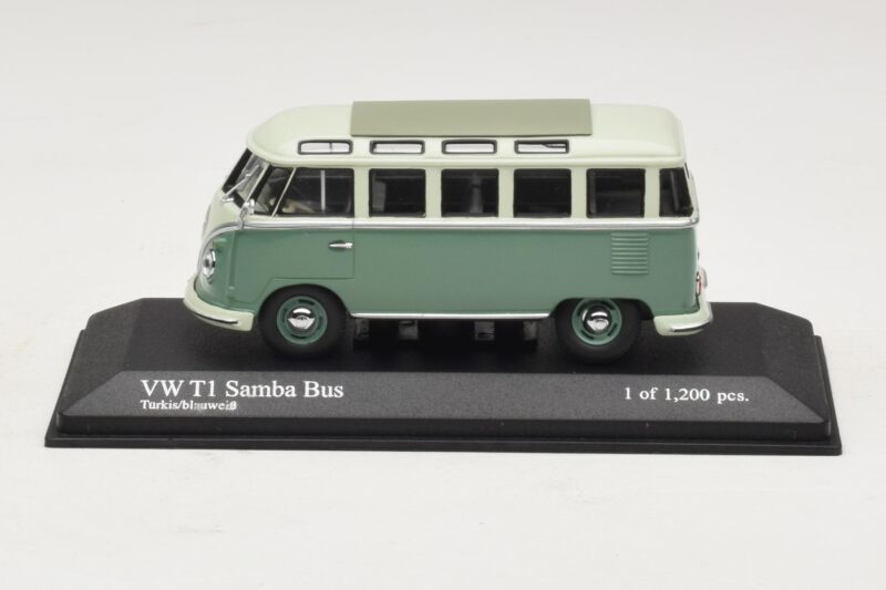 Volkswagen T1 Samba Bus Azul Turquesa Blanco Minichamps 1:43 430052306 Metal