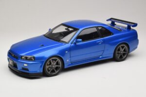 Nissan Skyline GT-R R34 V-Spec II Azul Metalizado OEM Llantas KK-Scale 1:12 KKDC120211-1 Metal