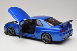 Nissan Skyline GT-R R34 V-Spec II Azul Metalizado OEM Llantas KK-Scale 1:12 KKDC120211-1 Metal - imagen 5 de 8