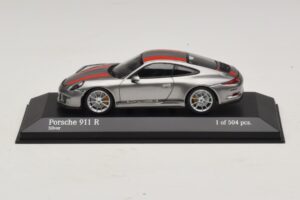 Porsche 911 991.1 R Plata Con Rayas Naranjas Minichamps 1:43 410066222 Metal